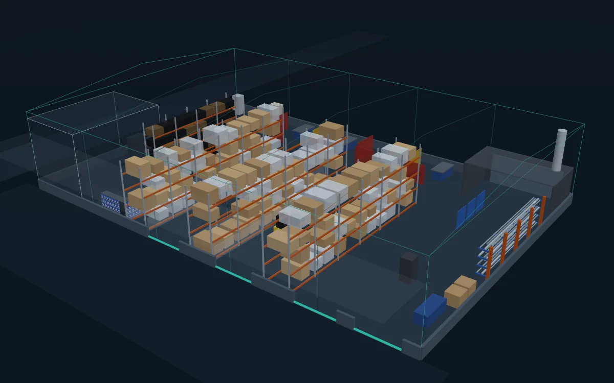 3D model of the Walters Fencing workshop, seen from above